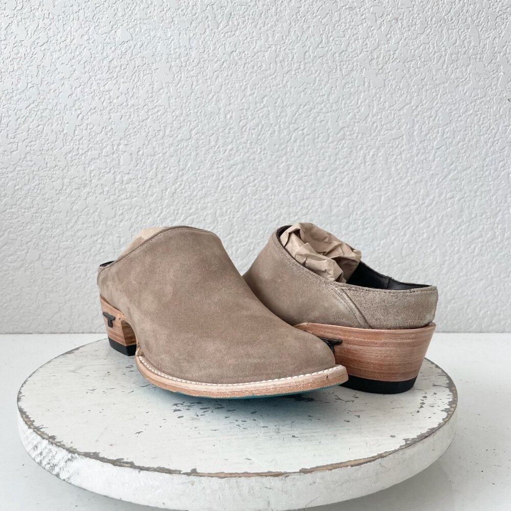 Women's Slip-On Suede Mules in Taupe